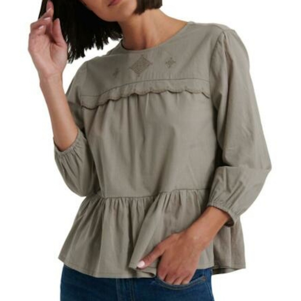 Lucky Brand Ruffle Hem Shirt Size Small